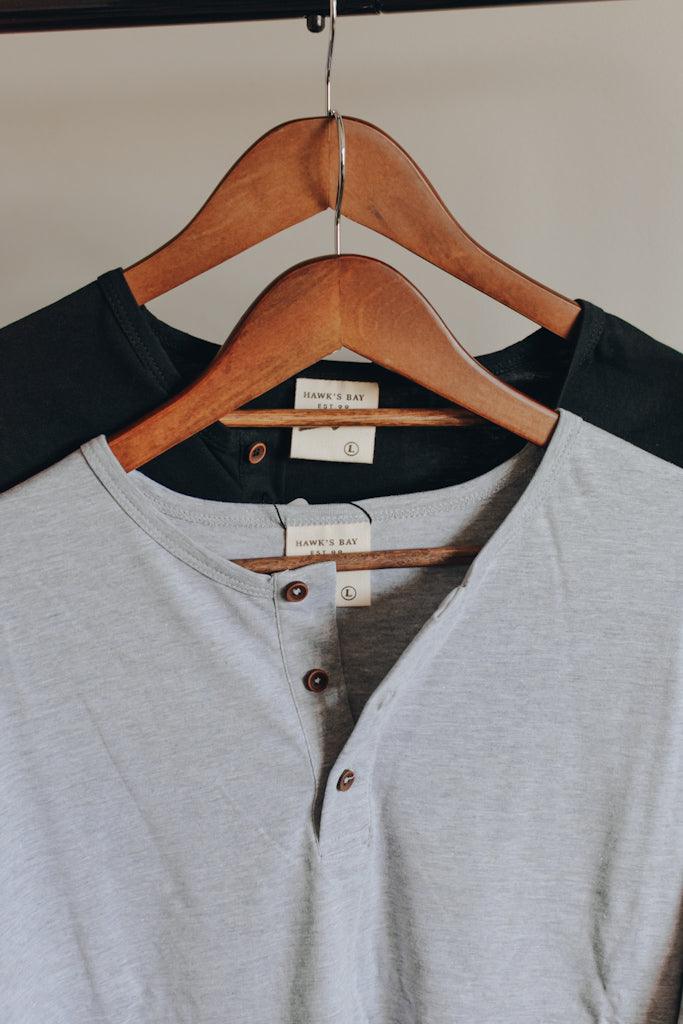 Men's Long Sleeve Cotton Henley T-Shirt - Blade & Tailor