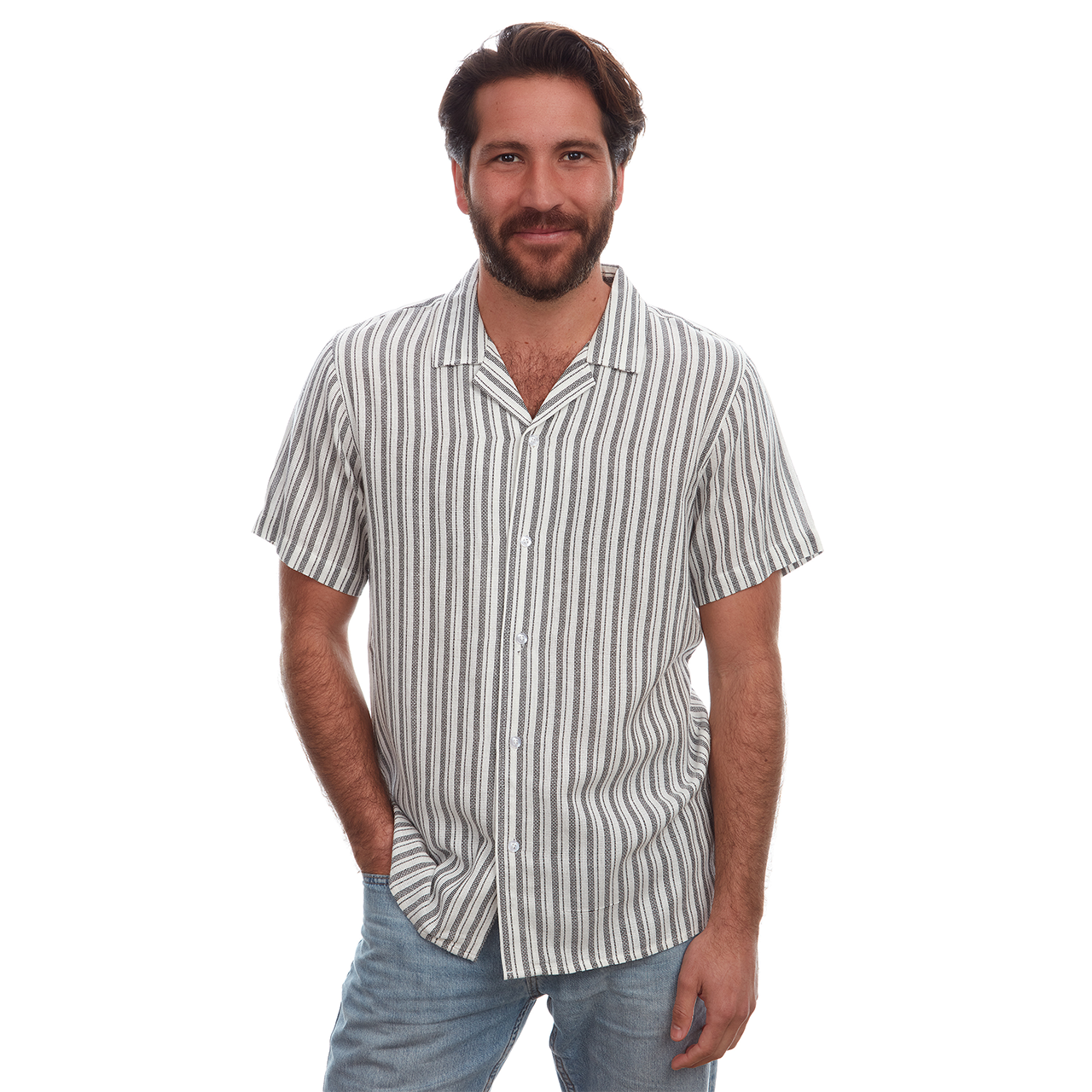 Andy Textured Resort Shirt: M / White