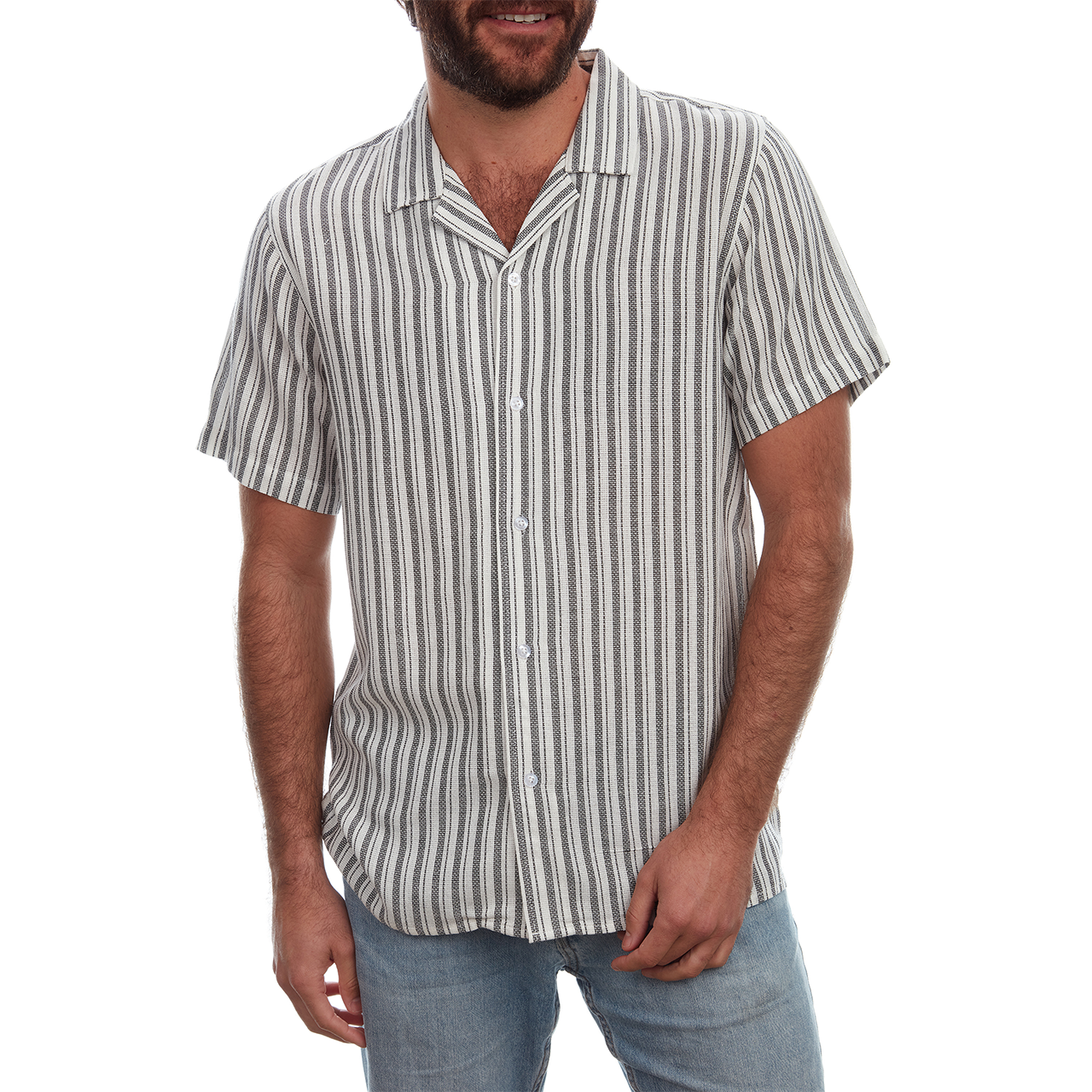 Andy Textured Resort Shirt: M / White
